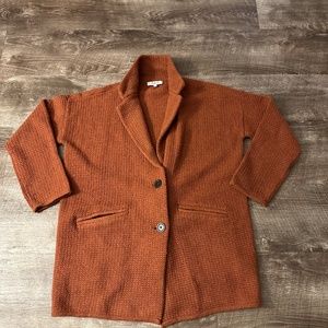 Madewell Textured Sweater Blazer Size XS Rust Brown Merino Wool Blend Knit